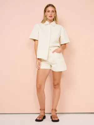 Assembly Label Boxy Denim Short in Ecru