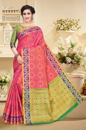 Beautiful Art Silk Jacquard Saree with Blouse piece