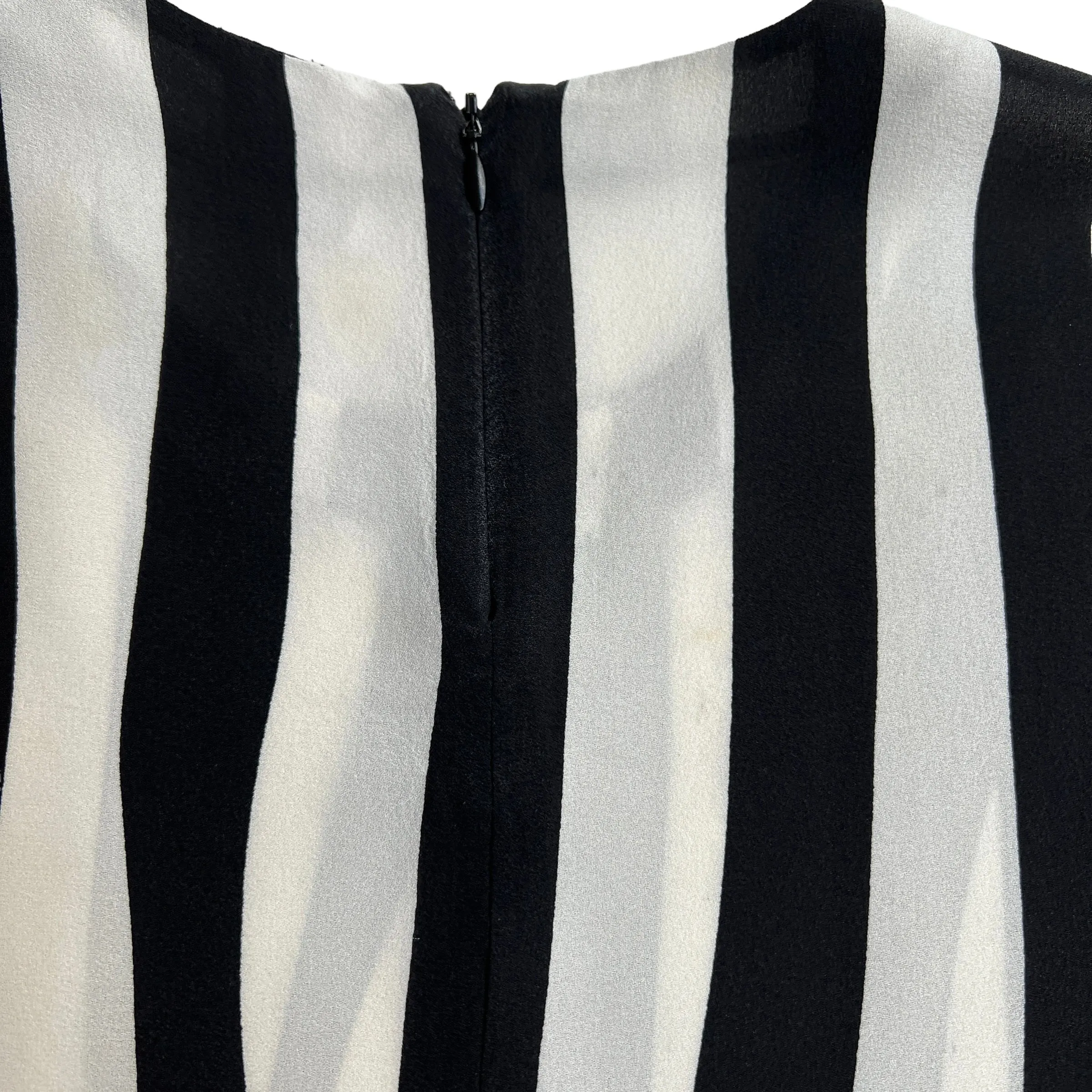 Black & White Striped Silk Blouse - XS