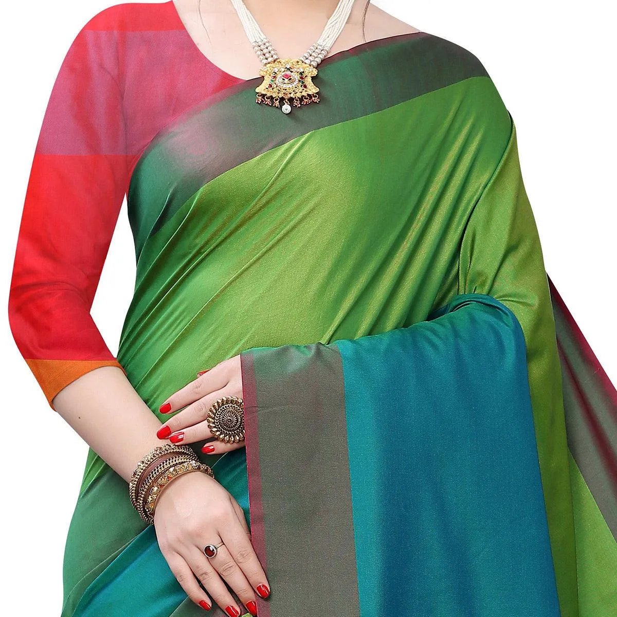 Blissful Green Colored Festive Wear Woven Sana Silk Saree