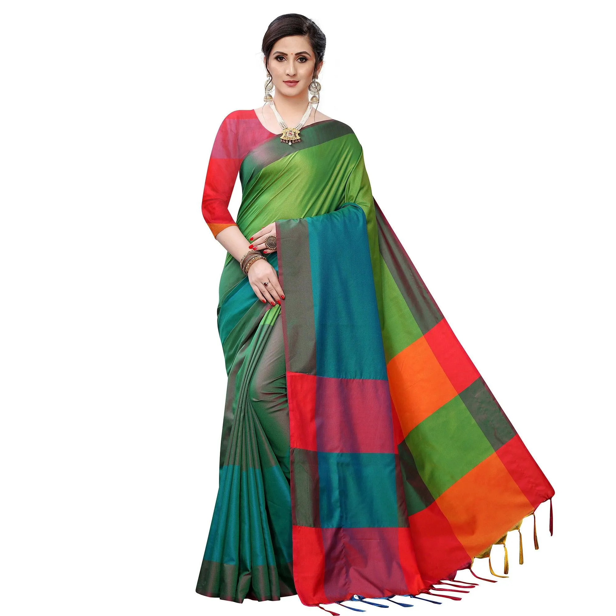 Blissful Green Colored Festive Wear Woven Sana Silk Saree