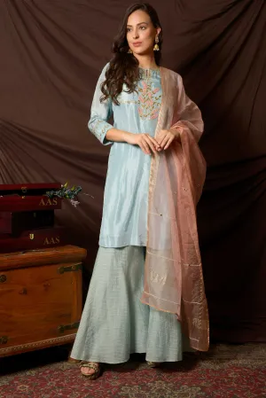 Blue Gota Patti Suit with Sharara