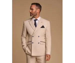 Caridi - Men's Beige Double Breasted Blazer