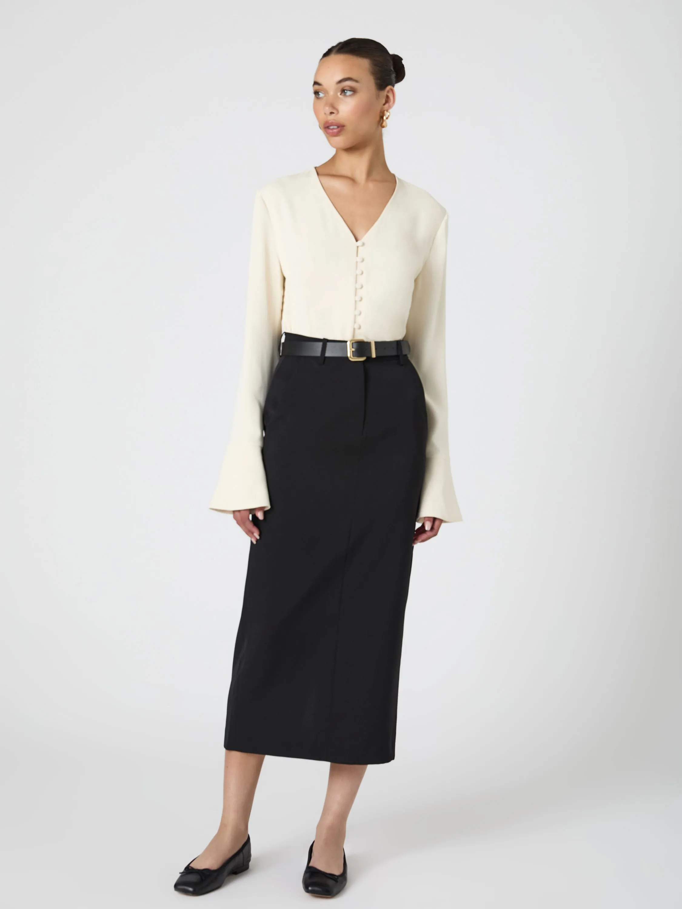 Carmen Crepe Bell Sleeve Blouse