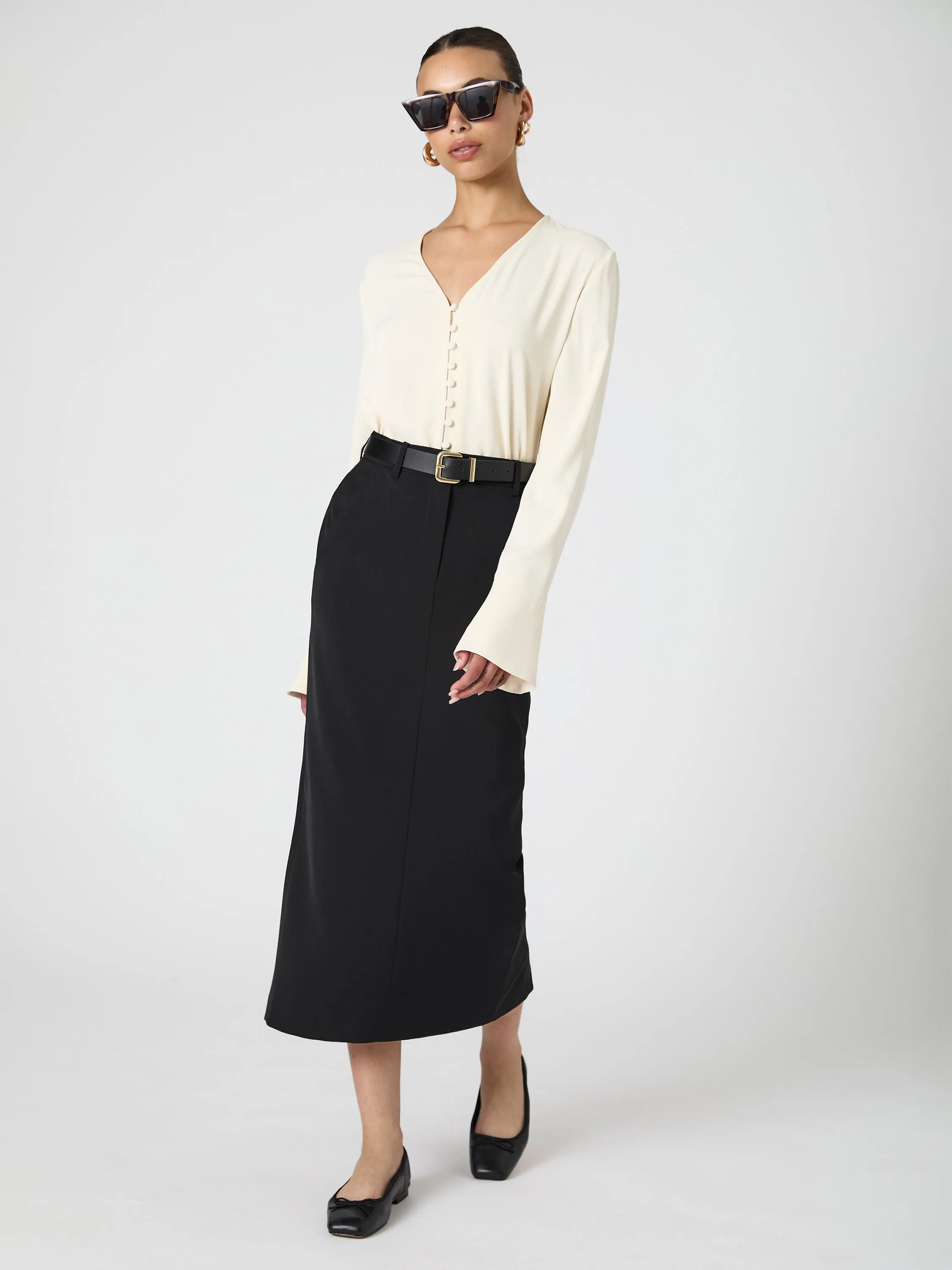 Carmen Crepe Bell Sleeve Blouse