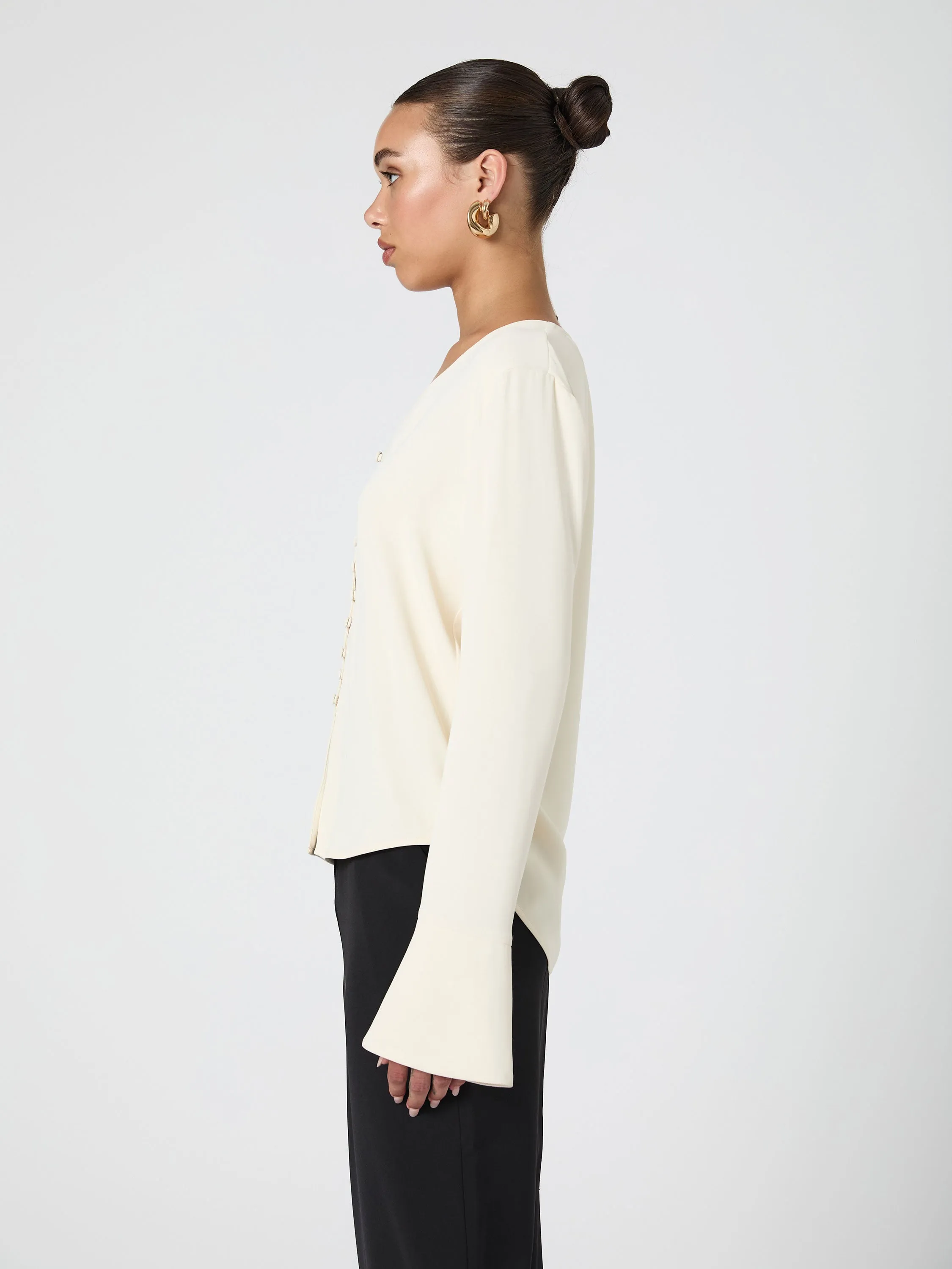 Carmen Crepe Bell Sleeve Blouse