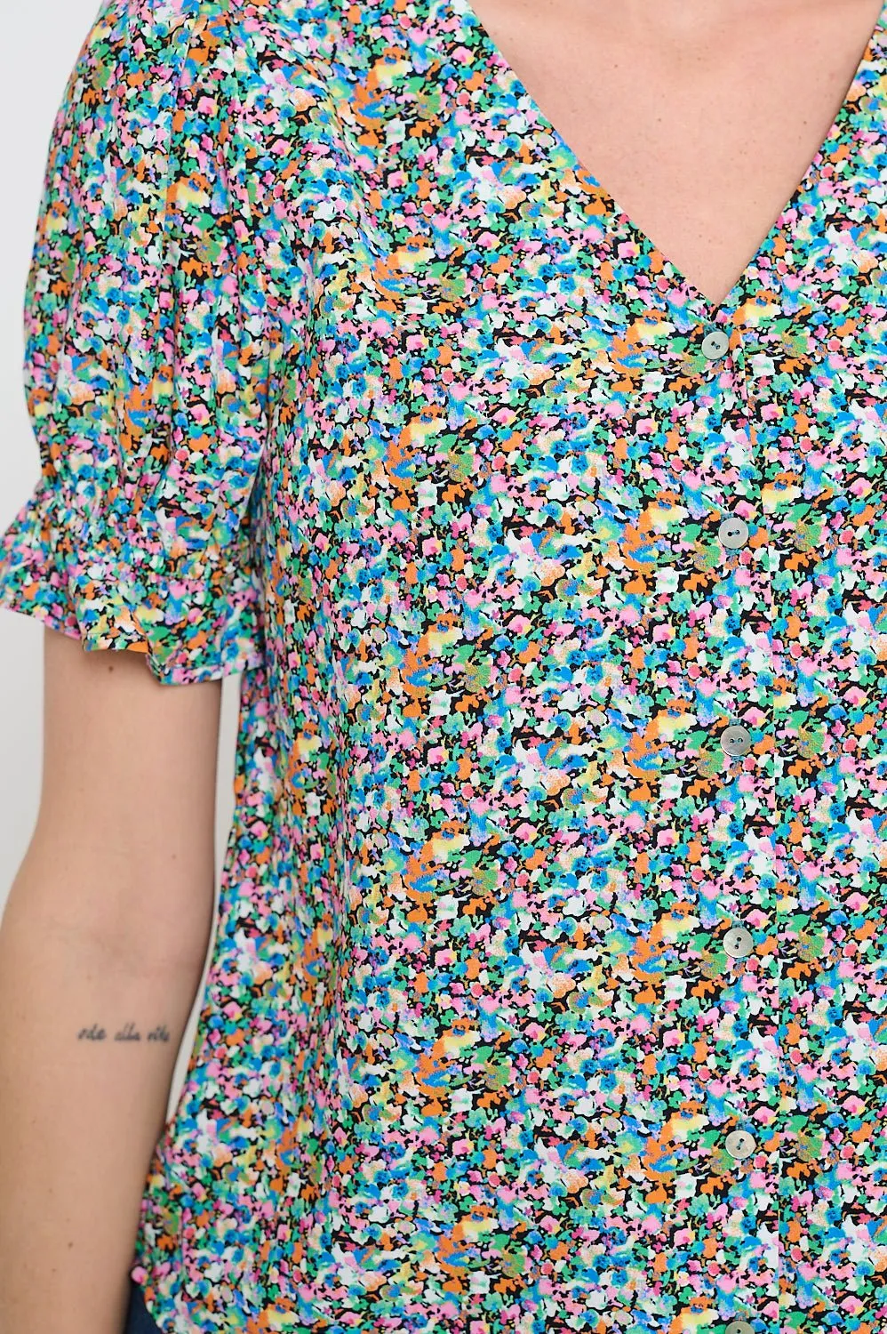 Danielle Vneck Button Down Blouse