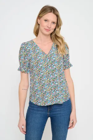 Danielle Vneck Button Down Blouse