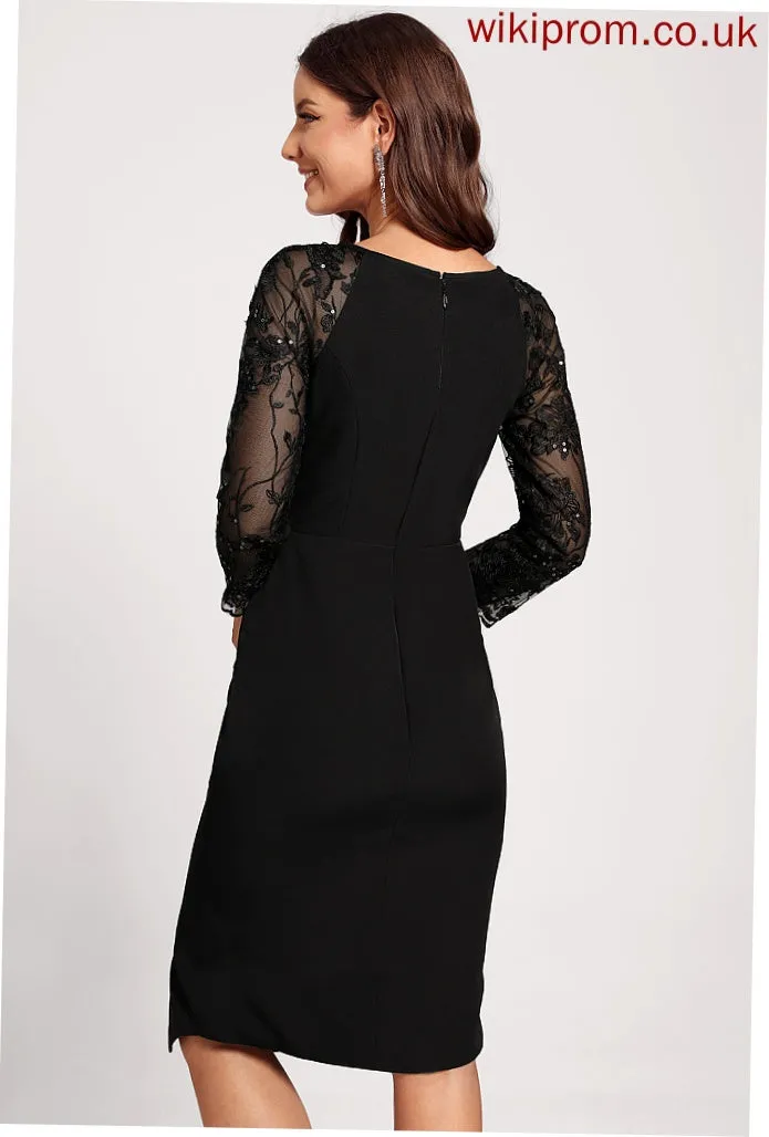 Dress Bodycon Neck Stretch Cocktail Casey Sequins Scoop Lace Asymmetrical Ruffles Cascading Club Dresses Crepe With
