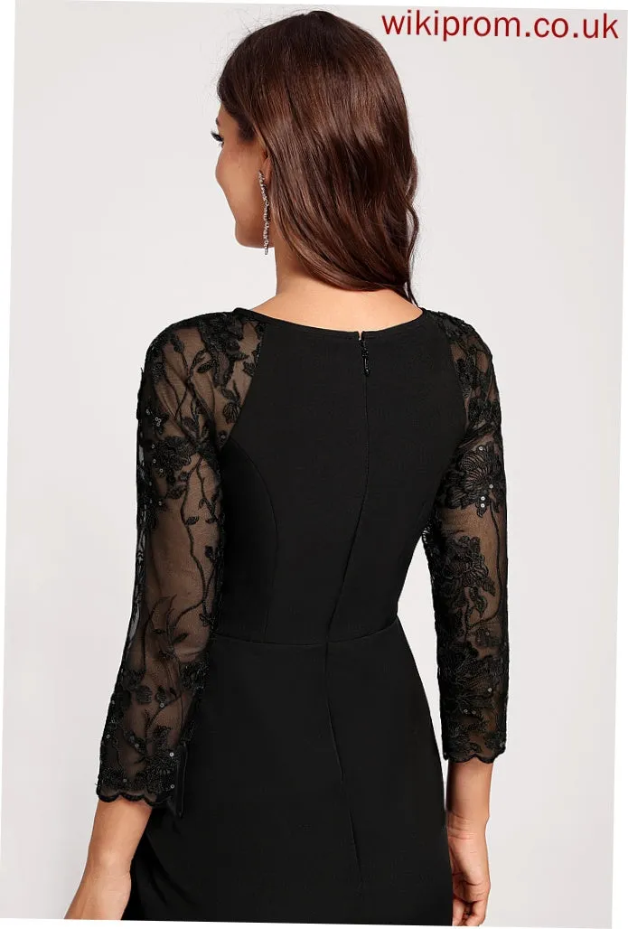 Dress Bodycon Neck Stretch Cocktail Casey Sequins Scoop Lace Asymmetrical Ruffles Cascading Club Dresses Crepe With
