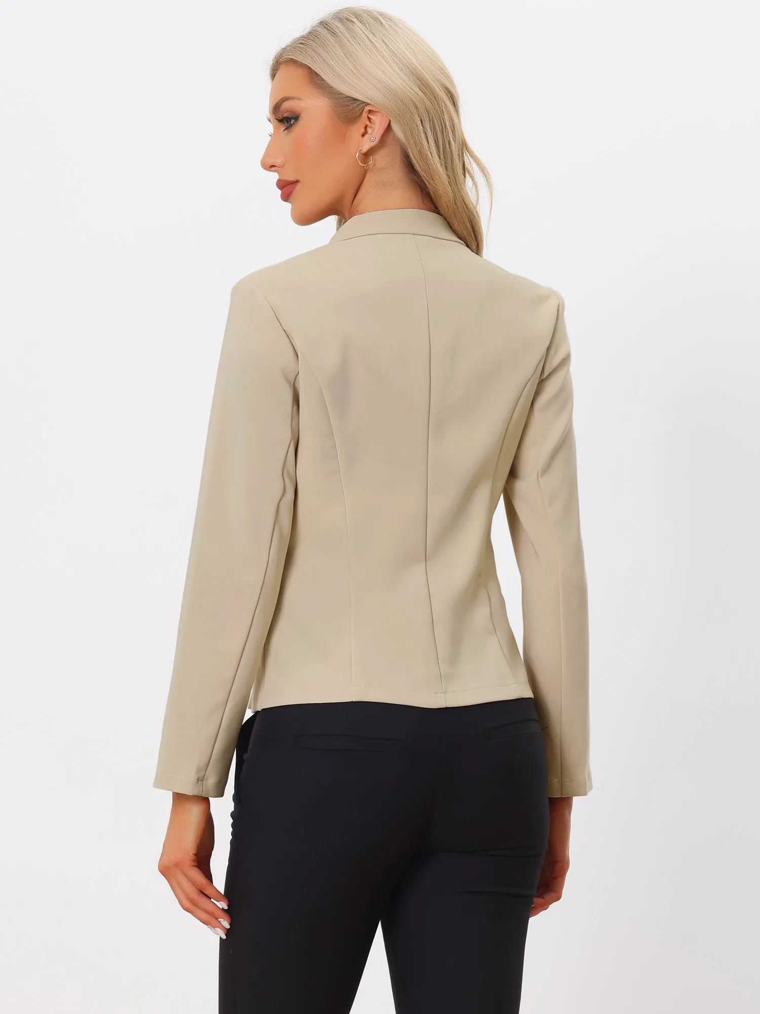 Elegant Blazer Long Sleeve Button Front Stretch Office Suit Jacket