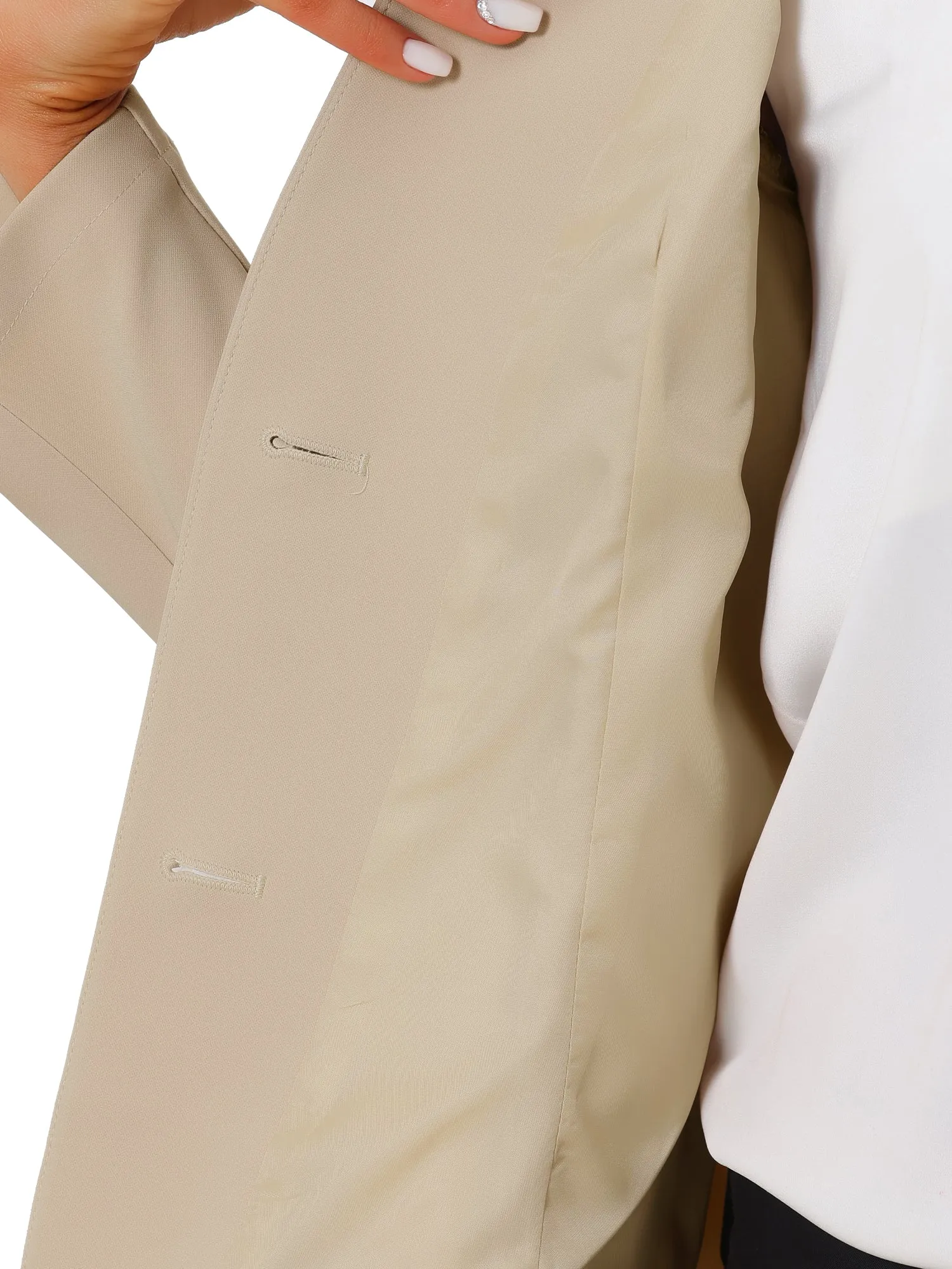 Elegant Blazer Long Sleeve Button Front Stretch Office Suit Jacket