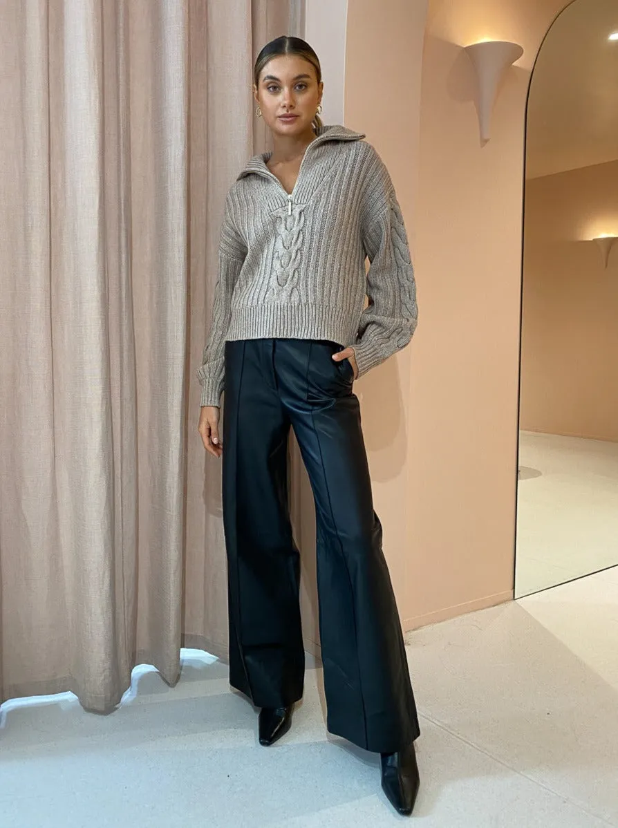 Ena Pelly Alana Zip Neck Knit in Ivory