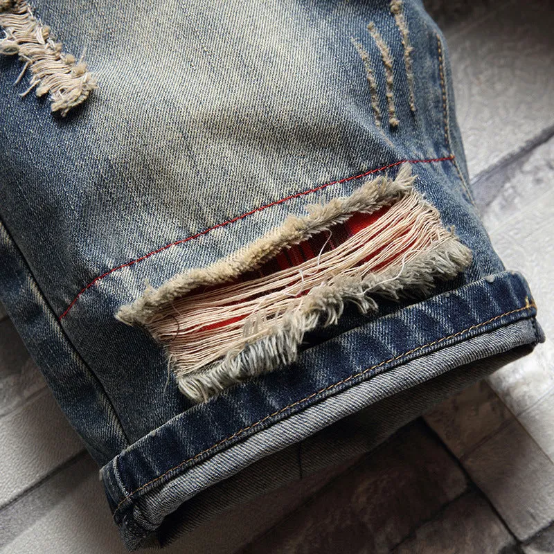Fashion Mid Waisted Comfy Men's Ripped Jeans Shorts