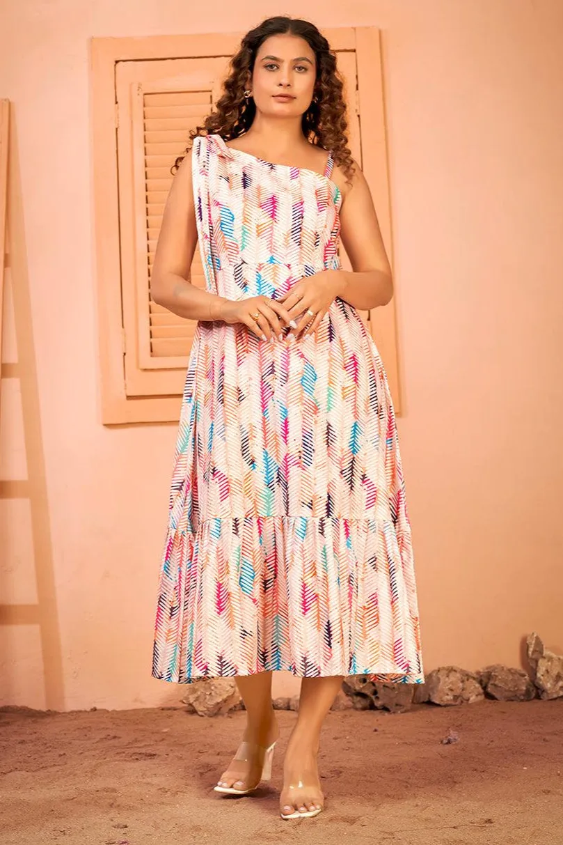 Floral Printed One Shoulder Summer Maxi Dress