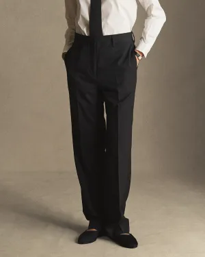 Georgia Straight Trouser - Charcoal Wool Twill