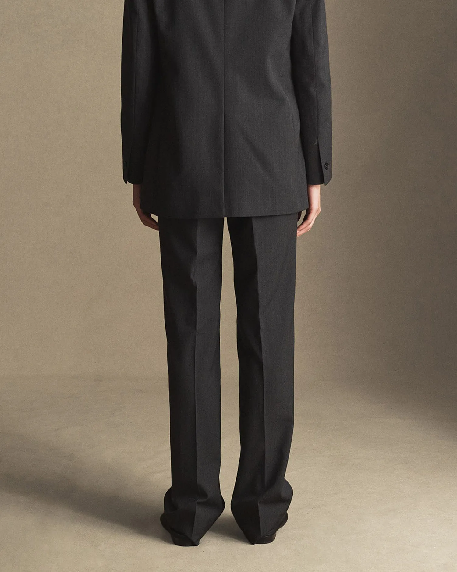 Georgia Straight Trouser - Charcoal Wool Twill