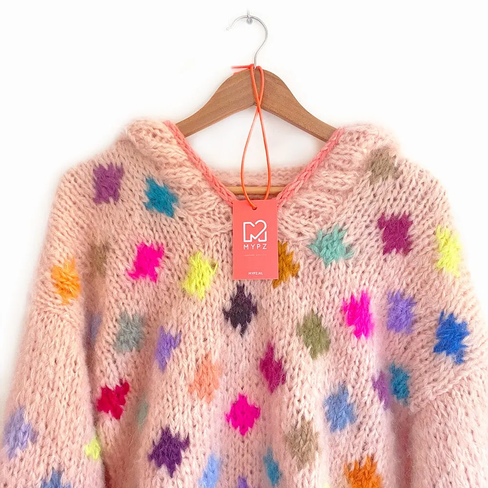 Knit pattern – MYPZ Chunky Mohair Pullover Dots with hoodie No9 (ENG-NL)