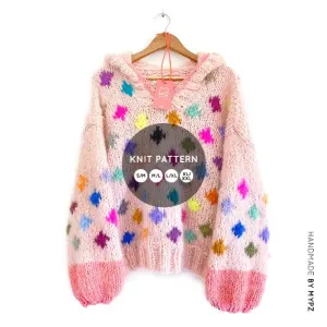 Knit pattern – MYPZ Chunky Mohair Pullover Dots with hoodie No9 (ENG-NL)