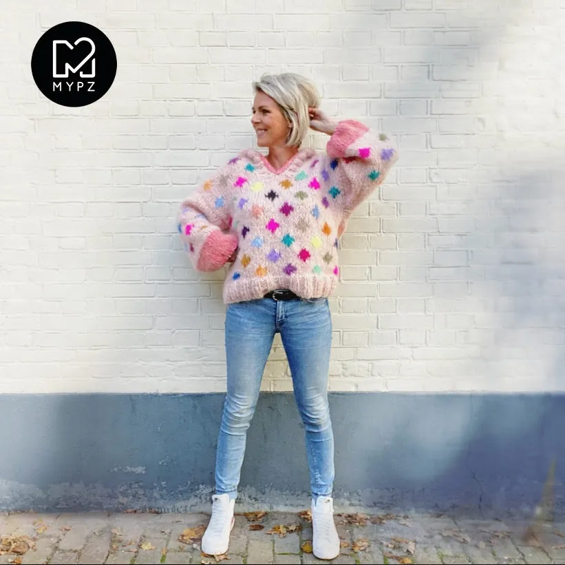 Knit pattern – MYPZ Chunky Mohair Pullover Dots with hoodie No9 (ENG-NL)