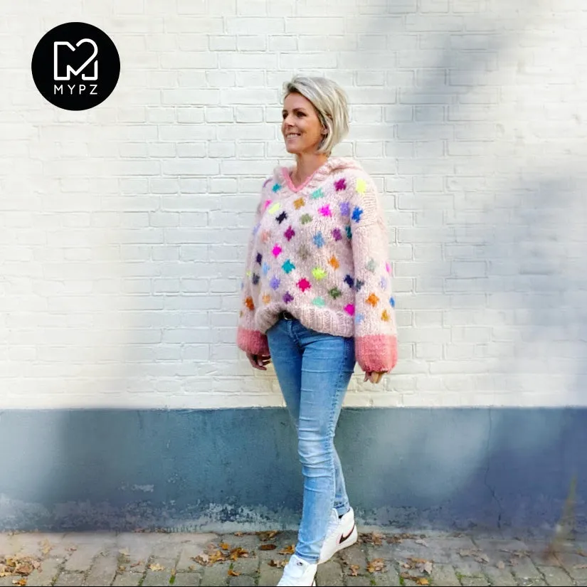 Knit pattern – MYPZ Chunky Mohair Pullover Dots with hoodie No9 (ENG-NL)