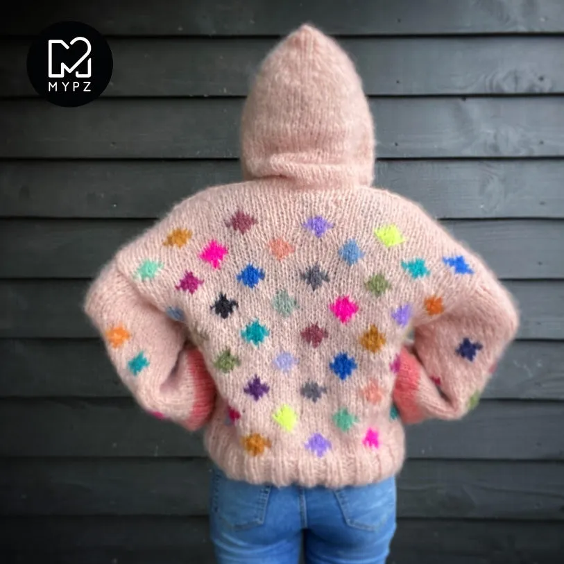 Knit pattern – MYPZ Chunky Mohair Pullover Dots with hoodie No9 (ENG-NL)