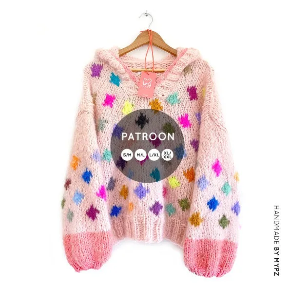 Knit pattern – MYPZ Chunky Mohair Pullover Dots with hoodie No9 (ENG-NL)