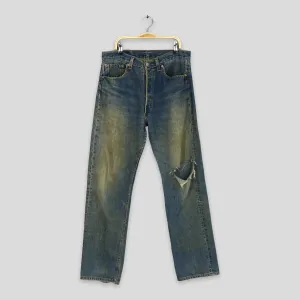 Levi's 501 Distressed Ripped Jeans Stonewash Size 31x30.5