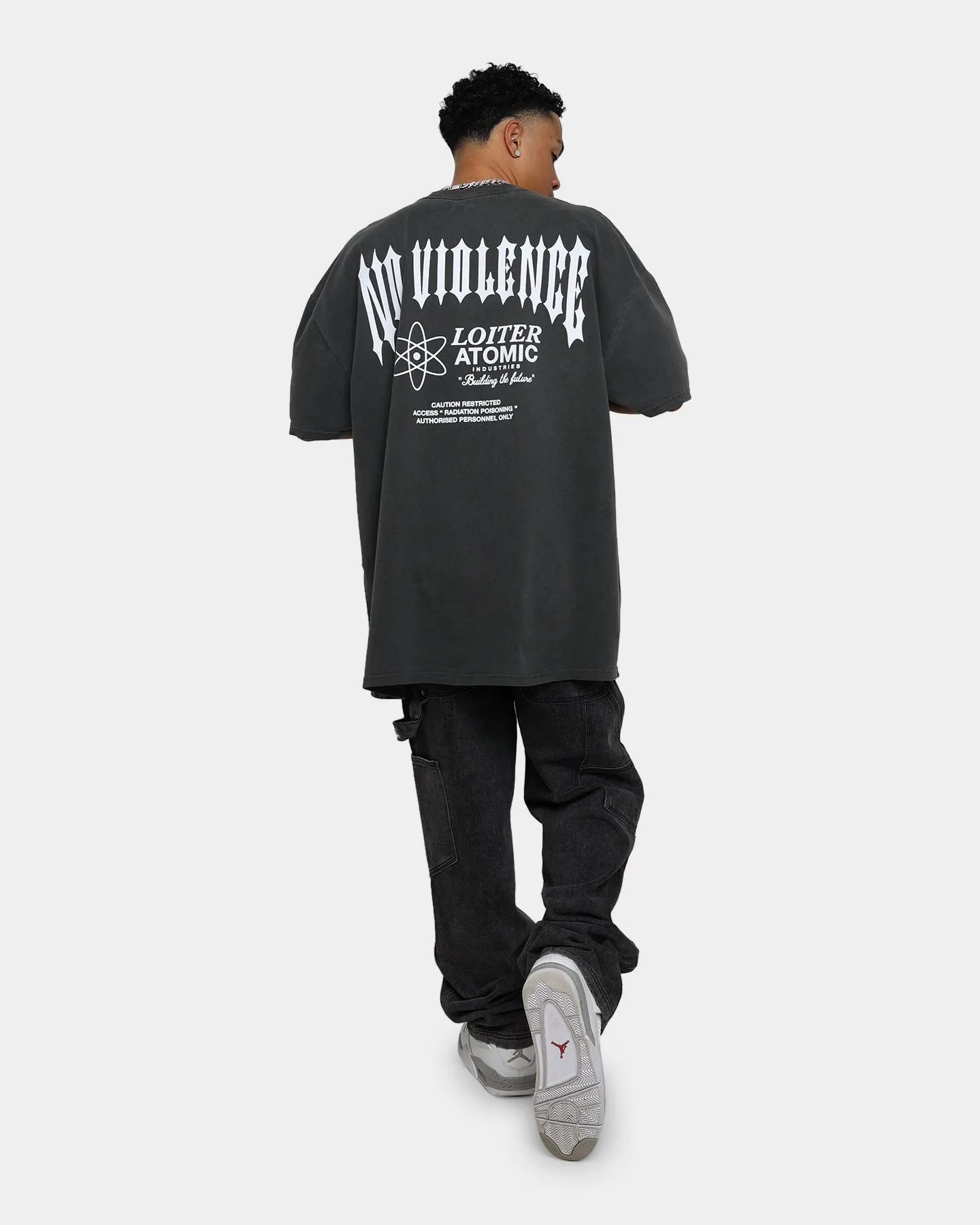 Loiter No Violence Vintage T-Shirt Black Wash