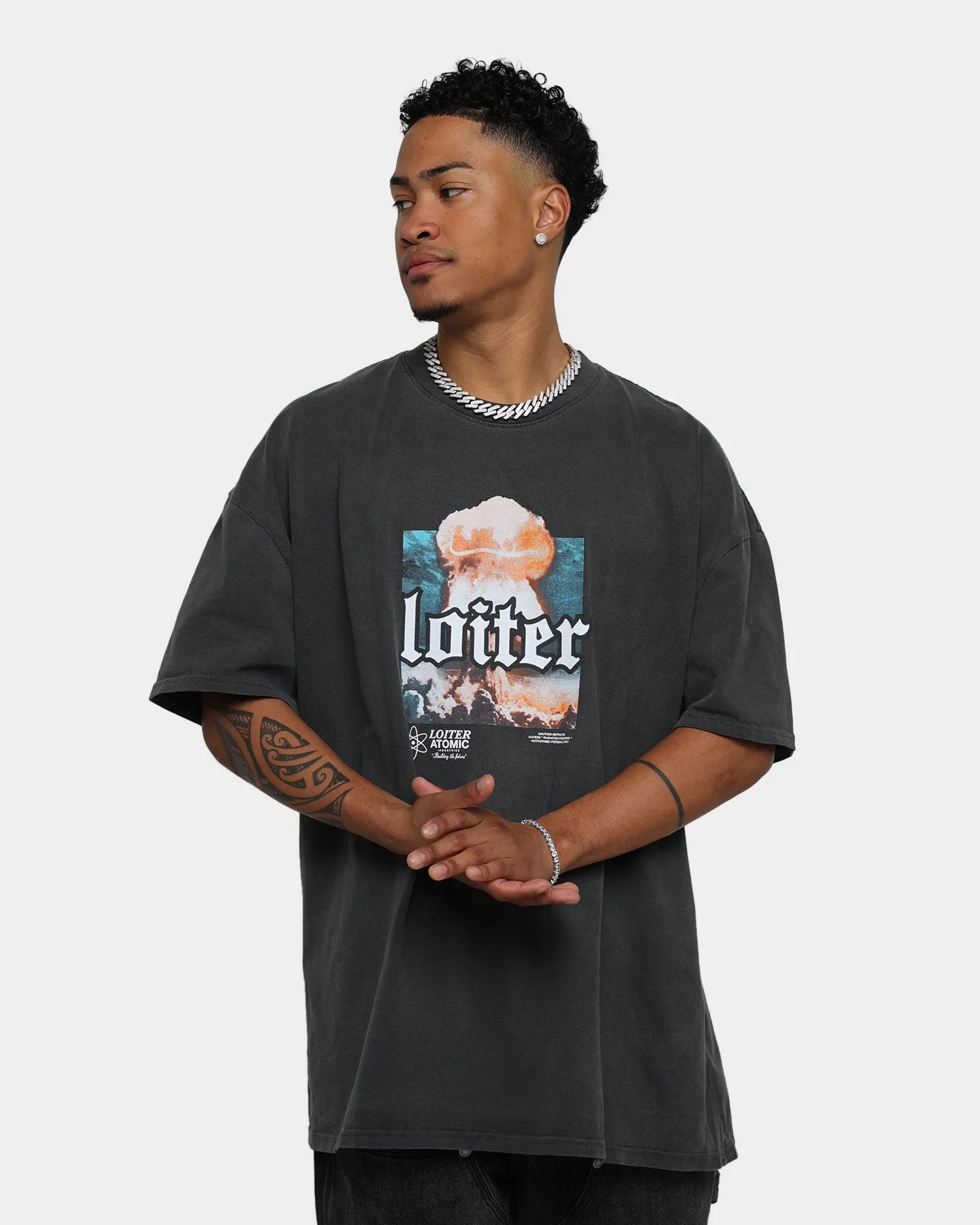 Loiter No Violence Vintage T-Shirt Black Wash