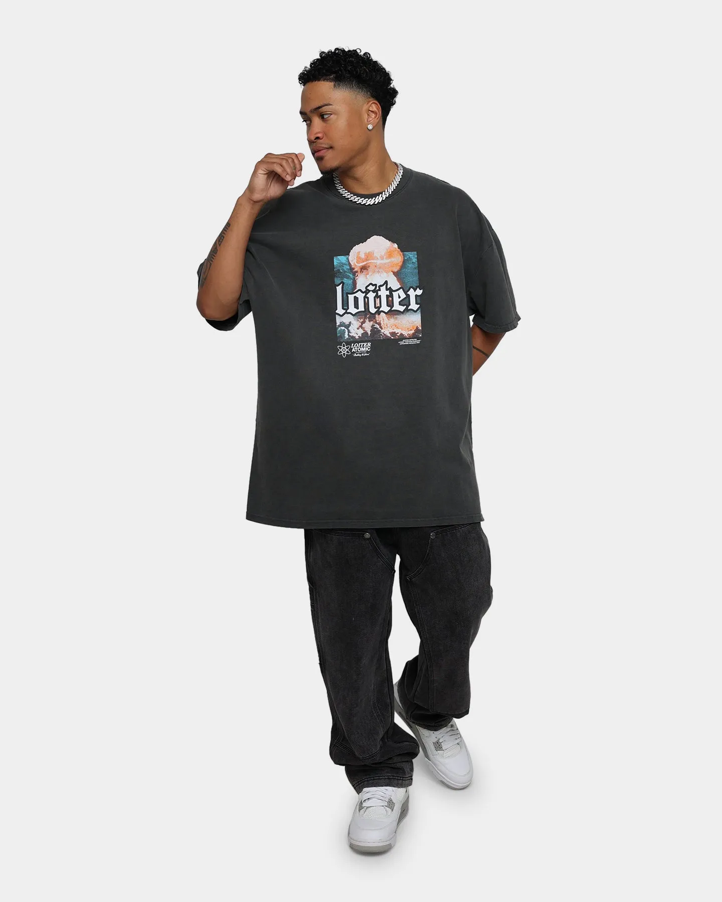 Loiter No Violence Vintage T-Shirt Black Wash