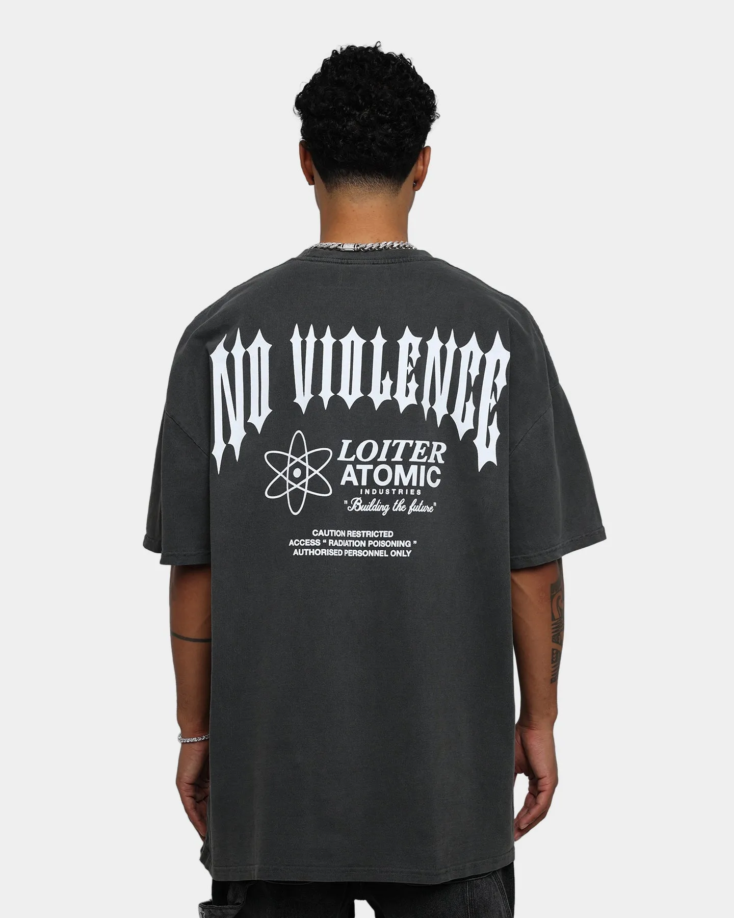 Loiter No Violence Vintage T-Shirt Black Wash