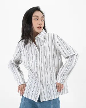 Multi-Wear Striped Oversize Pocket Shirt (Striped)