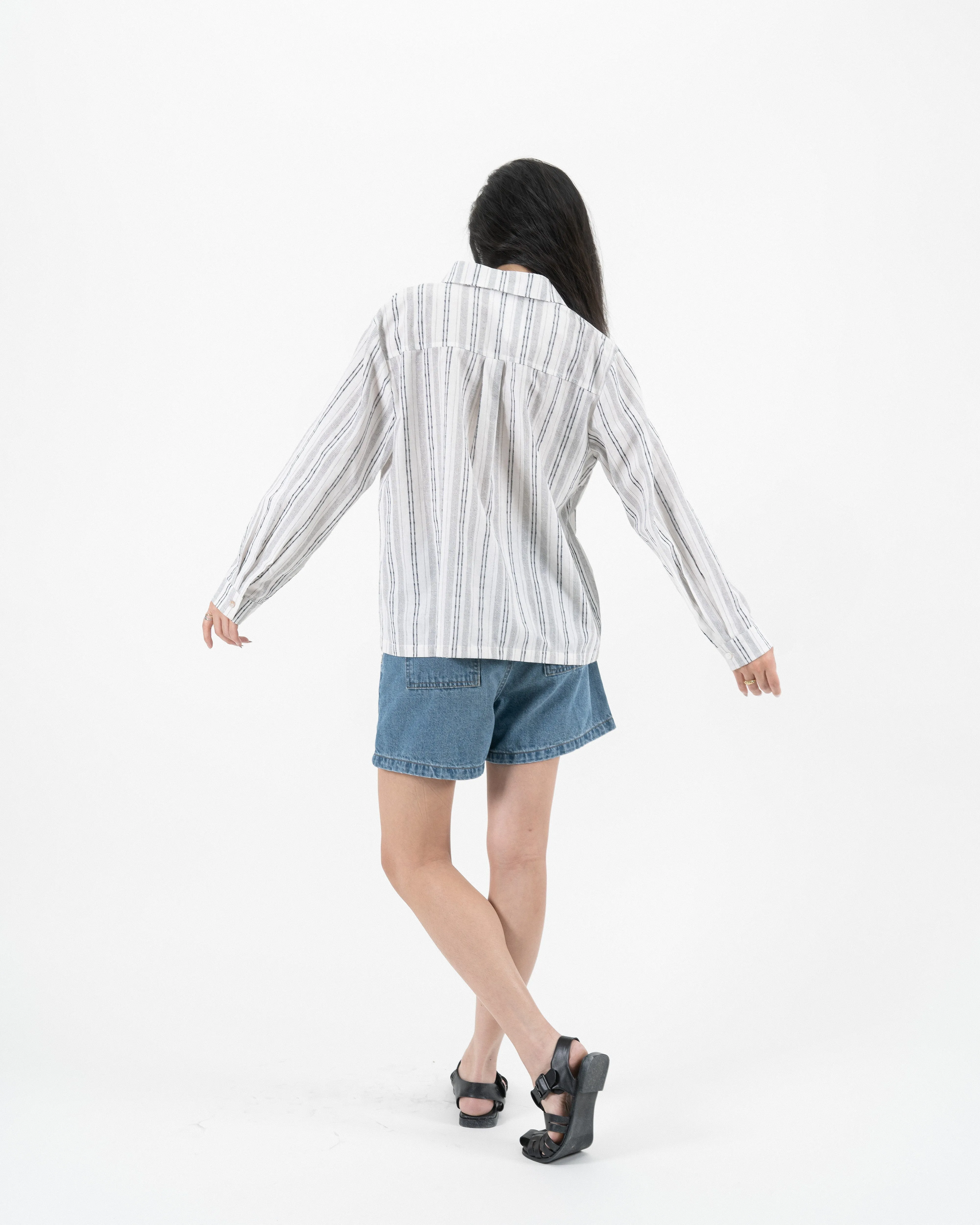Multi-Wear Striped Oversize Pocket Shirt (Striped)