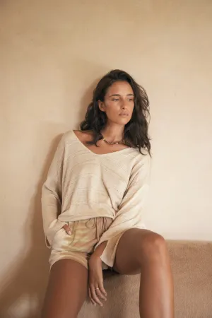 OPEN SKIES KNIT L/S TOP - NATURAL