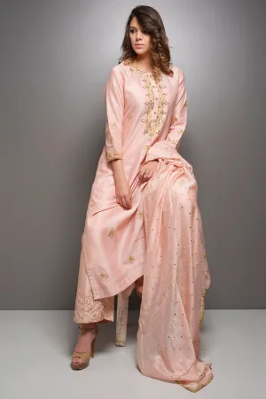 Peach Chanderi Gota Work Kurta Plazzo