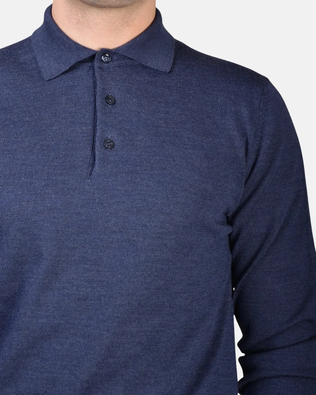 Polo Neck 12 GG Merino - Denim Blue