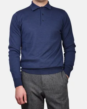 Polo Neck 12 GG Merino - Denim Blue
