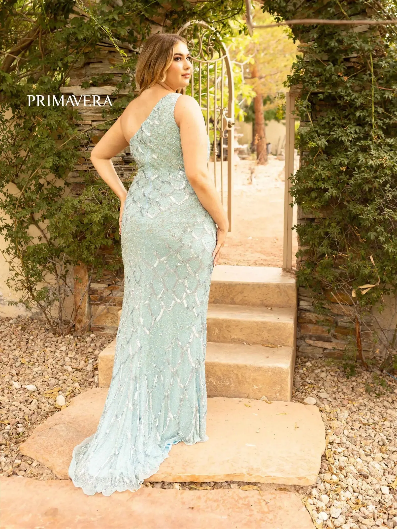 Primavera Couture 14002 Size 24 Royal Blue Long Beaded Sequin Plus Size One Shoulder Prom Dress Formal Gown