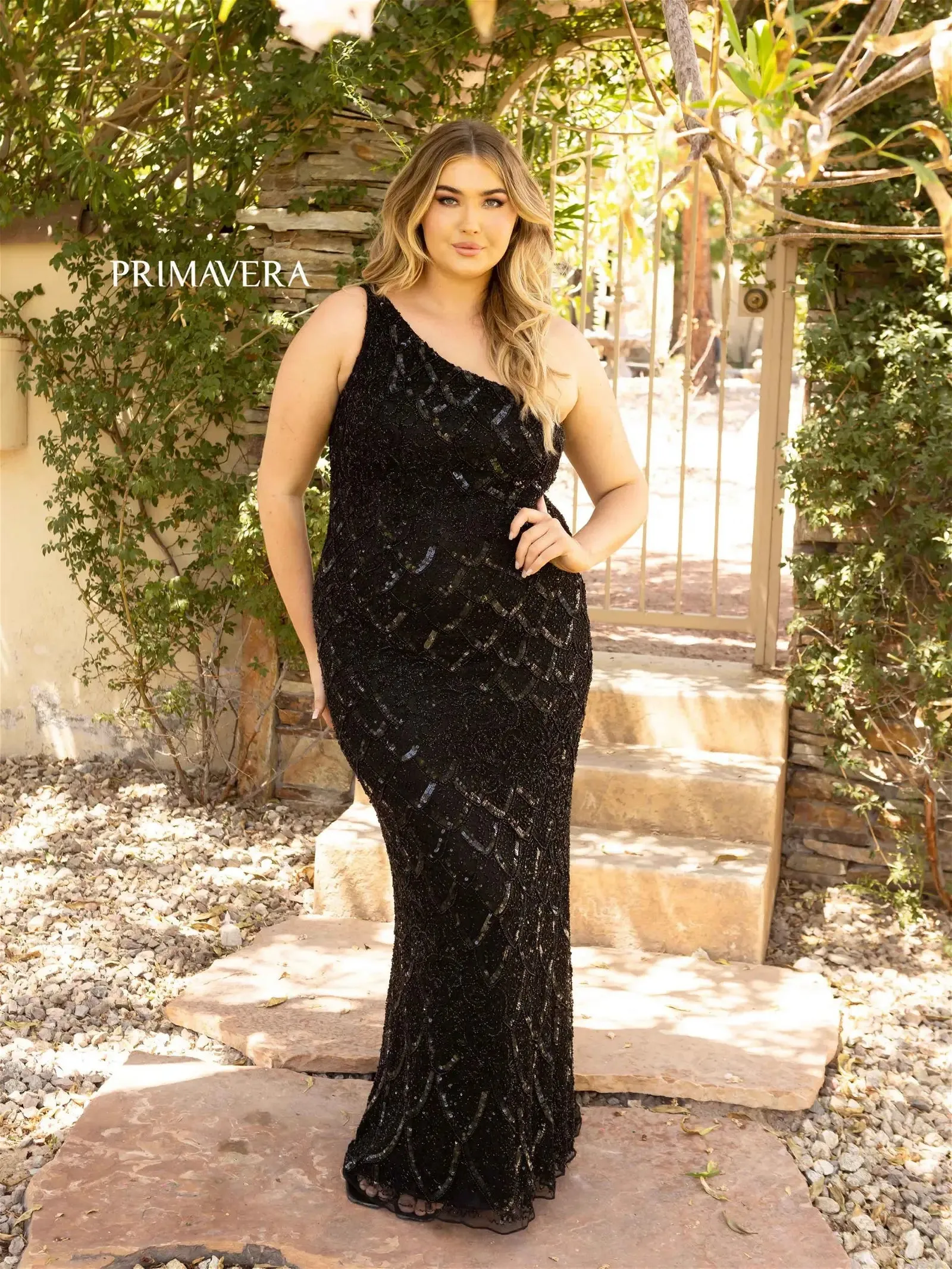 Primavera Couture 14002 Size 24 Royal Blue Long Beaded Sequin Plus Size One Shoulder Prom Dress Formal Gown