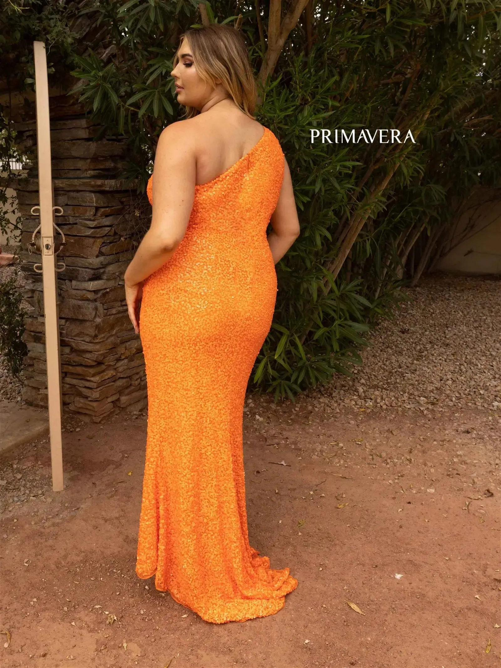 Primavera Couture 14004 Size 18 Baby Pink Long Fitted One Shoulder Sequin Plus Size Prom Dress Formal Gown