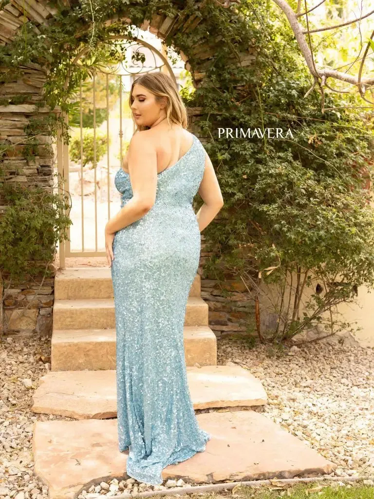 Primavera Couture 14004 Size 18 Baby Pink Long Fitted One Shoulder Sequin Plus Size Prom Dress Formal Gown