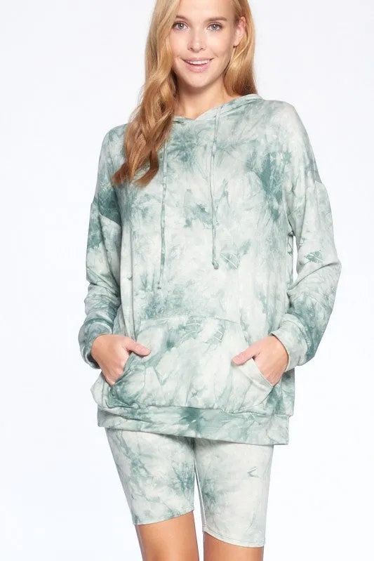 Ride or Tie Dye Hoodie   Biker Shorts Set