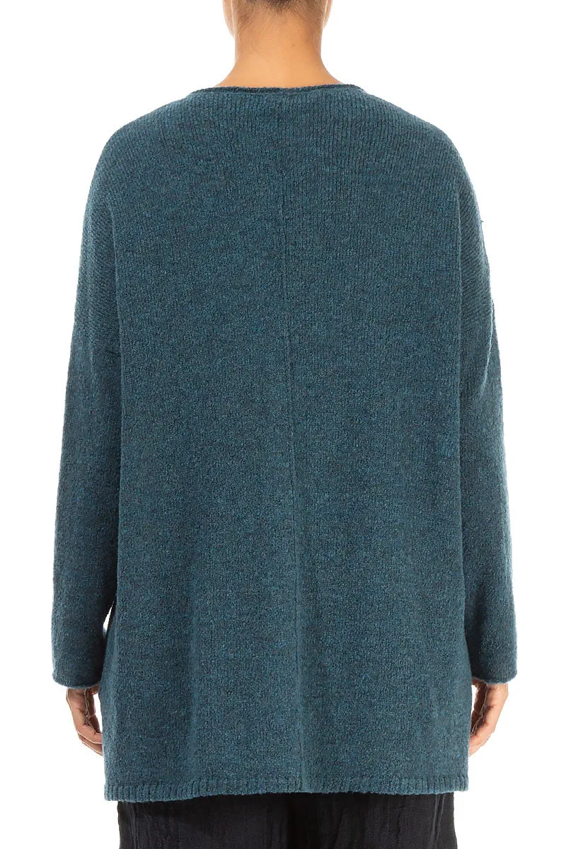 Side Split Teal Wool Sweater