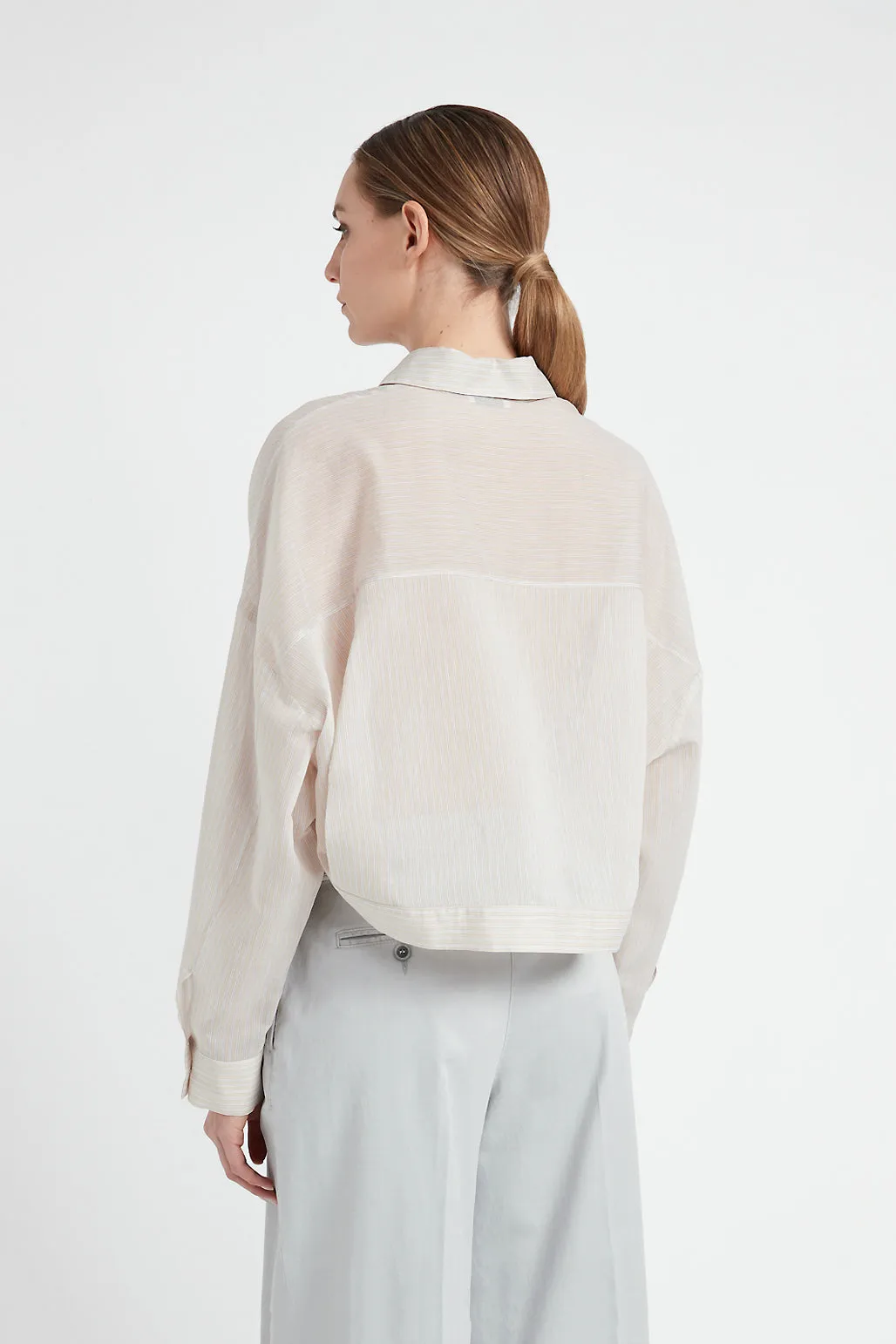 Striped cotton and silk organza shirt