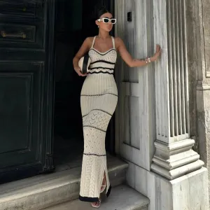 Striped Knit Midi Dress