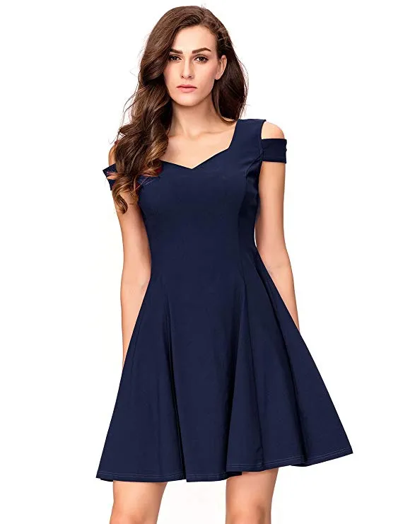TastyHottie - Cold Shoulder Little Cocktail Party A-line Skater Dress