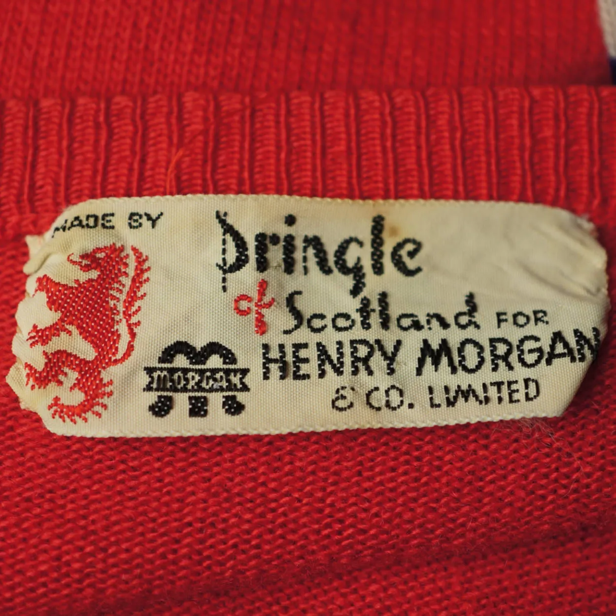 Vintage 1950s Pringle Scottish Cashmere Sweater Red Intarsia Cardigan Ladies M