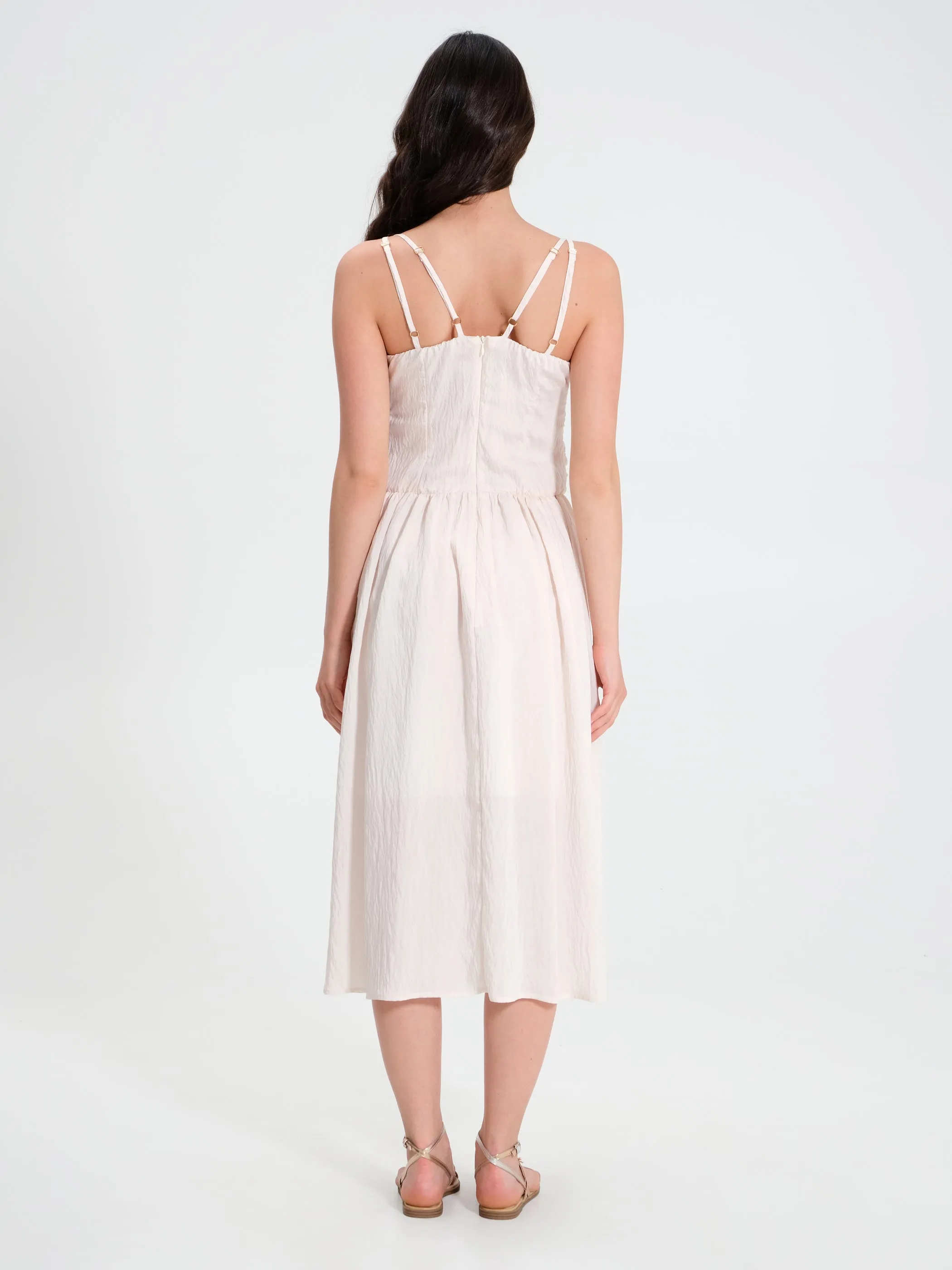 White Draped Dress in Viscose