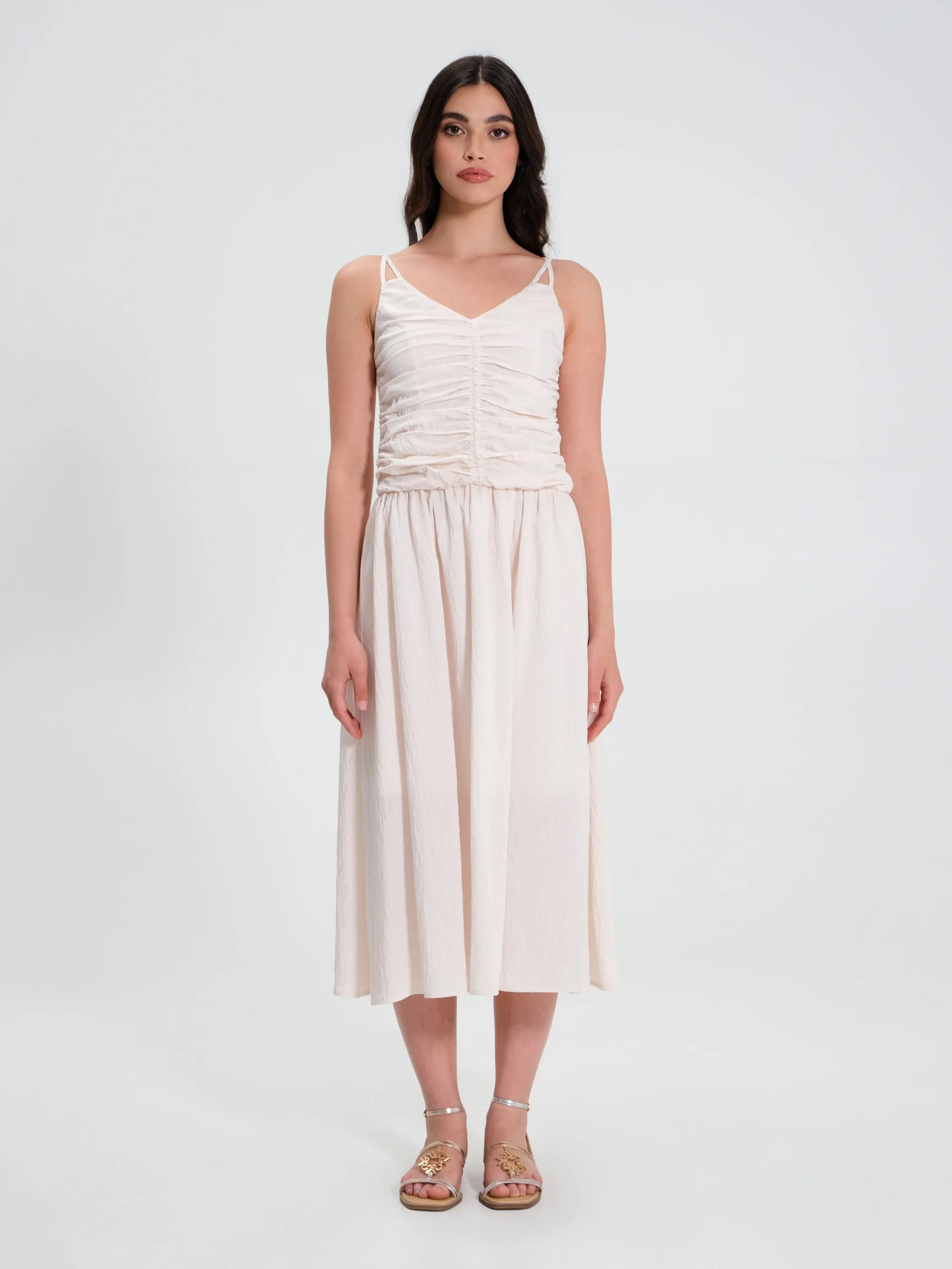 White Draped Dress in Viscose